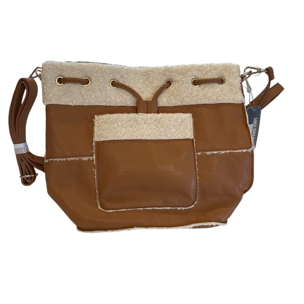 Like Dreams Backpack Womens One Size Tan Faux Fur/Leather NWT - Picture 3 of 15